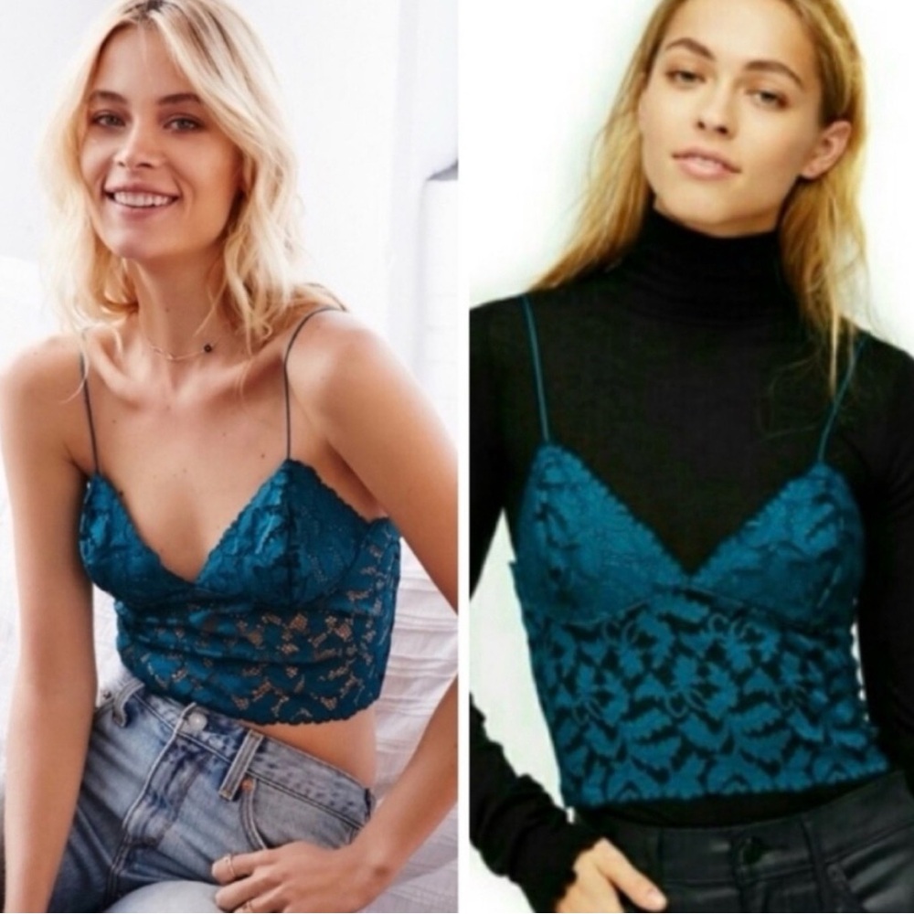 Free People Brami Lace Crop Cami Longline Bra Top Intimately Free Size Small